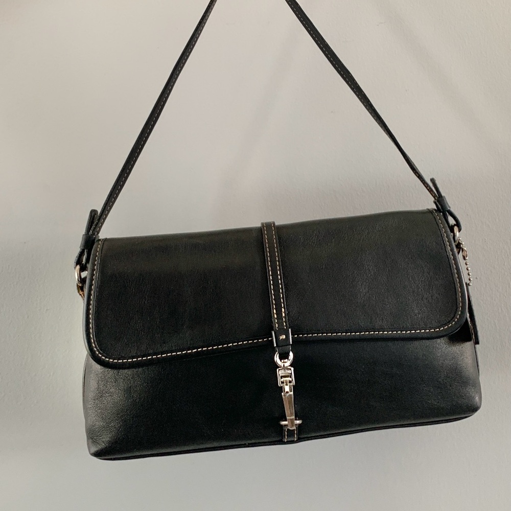 Vintage Coach Hamptons Clip Demi Flap 🖤🖤 Y2K Baguette Shoulder Bag